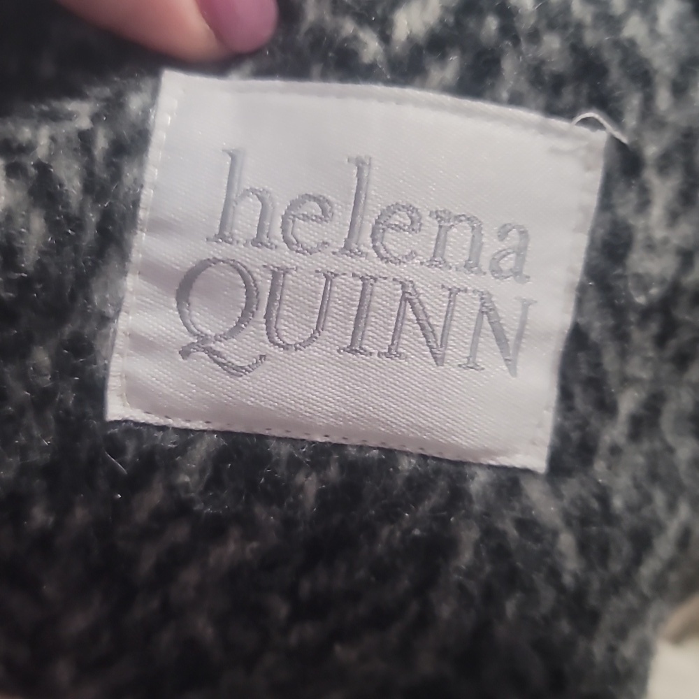 Vintage Helena Quinn black white herringbone colorblock coat small - Picture 4 of 9